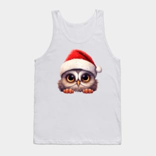 Christmas Peeking Baby Owl Tank Top